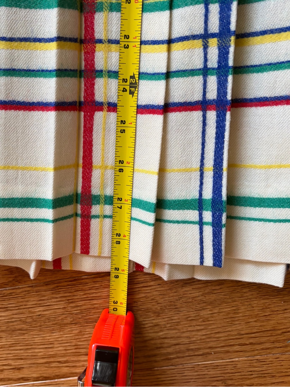 Vintage Evan Picone Plaid Wool Pleated Skirt Red Blue Ivory Sz 8 Tartan Academia - Picture 12 of 12